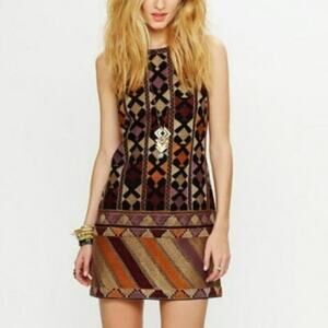 Boho Geo-Print Sleeveless Shift Dress - Multicolor